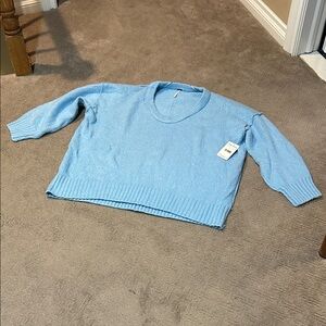 Free People Sky Blue Crew Neck Sweater